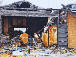 Fire damage to garage of Raleigh, NC home
