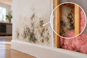 Mold growing on and inside drywall